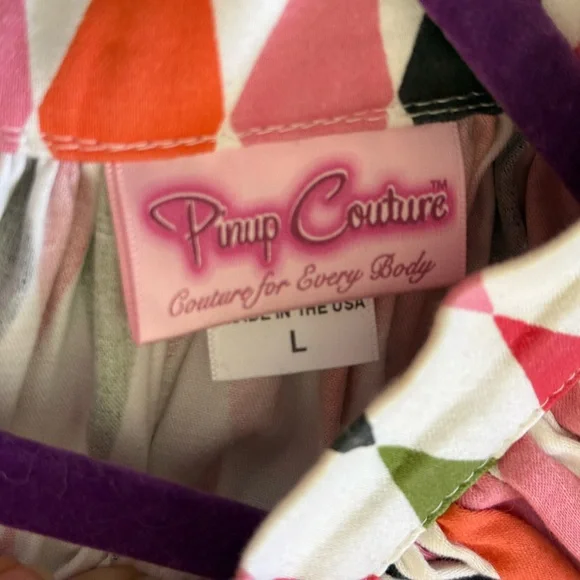 Pinup Couture Pinupgirl Clothing White Harlequin Skirt L - Picture 6 of 8